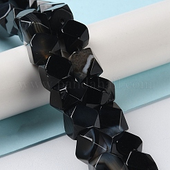 Dyed & Heated Natural Black Agate Star Cut Round Beads Strands&nbsp;G-M418-C14-01
