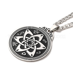 Witch Knot 201 Stainless Steel Enamel Pendant Necklaces&nbsp;NJEW-D066-03P