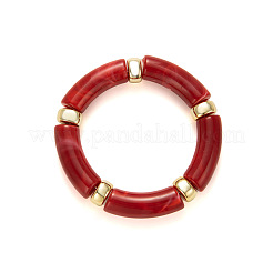Retro Acrylic Imitation Gemstone Tube and CCB Beads Bangles for Women&nbsp;FS-WG908C5-06