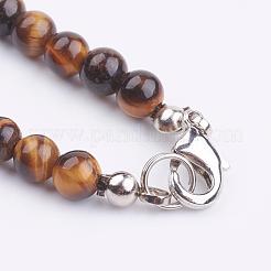 Natural Tiger Eye Beaded Necklaces&nbsp;NJEW-K083-04
