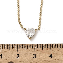 304 Stainless Steel Crystal Cubic Zirconia Triangle Pendant Necklaces for Women&nbsp;NJEW-Z064-02G