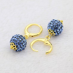 (Jewelry Parties Factory Sale)Dangling Round Ball Resin Rhinestone Earrings&nbsp;EJEW-J080-04G