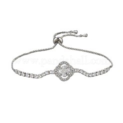Brass Micro Pave Clear Cubic Zirconia Box Chain Slider Bracelets&nbsp;WG19F23-02