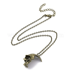 Retro Alloy Broken Half Skull Pendant Necklace for Men Women&nbsp;NJEW-B085-04B