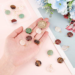 20Pcs 5 Styles Natural Mixed Stone Copper Wire Wrapped Pendants&nbsp;FIND-DC0001-51