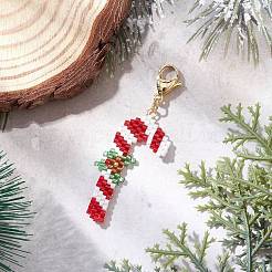 5Pcs Christmas Themed Glass Seed Beaded Pendant Decorations&nbsp;HJEW-MZ00341