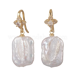 Rectangle Natural Keshi Pearl Dangle Earrings&nbsp;EJEW-JE06978