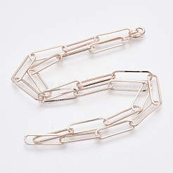 Brass Flat Oval Paperclip Chain Necklace Making&nbsp;MAK-S072-08A-RG