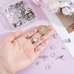 50Pcs 304 Stainless Steel Flat Round Stud Earring Settings&nbsp;STAS-BBC0010-39B
