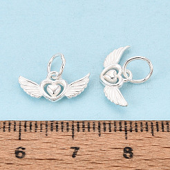 925 Sterling Silver Heart with Angel Wings Charms&nbsp;STER-T009-13S