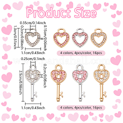 32Pcs 8 Styles Alloy Rhinestone Heart Pendants&nbsp;ENAM-NB0002-22