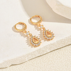 Brass Micro Pave Cubic Zirconia Teardrop Leverback Dangle Earrings for Women&nbsp;VY8571