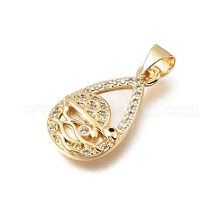 Brass Micro Pave Black Cubic Zirconia Pendants&nbsp;CU-CBAF50C-09G