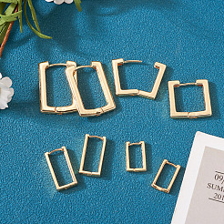 8Pcs 4 Size Brass Rectangle Hoop Earrings for Women&nbsp;EJEW-TA0001-12
