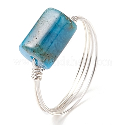 4Pcs 4 Styles Column Natural Apatite & Aquamarine & Amethyst & Rose Quartz Finger Rings Sets&nbsp;RJEW-TA00149