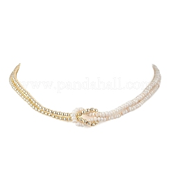 Natural Freshwater Pearl Potato with Electroplated Synthetic Non-magnetic Hematite Beaded 2-Strand Necklaces for Women&nbsp;NJEW-JN05955