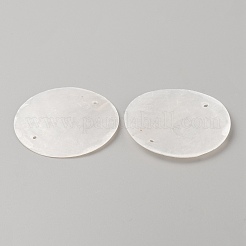 Natural Shell Slice Connector Charms&nbsp;LS-SSHEL-WH0001-45