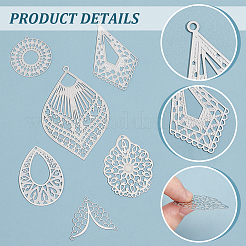 36Pcs 6 Styles Kite Round Teardrop 304 & 201 Stainless Steel Chandelier Component Links&nbsp;STAS-UN0057-15