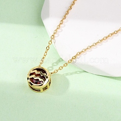 Brass Pave Cubic Zirconia Birth Stone Constellation Pendant Cable Chain Necklaces&nbsp;LS-NJEW-D334-01G-02