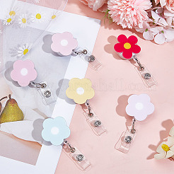6Pcs 6 Colors Flower Acrylic Retractable Badge Reel&nbsp;HJEW-MA00025