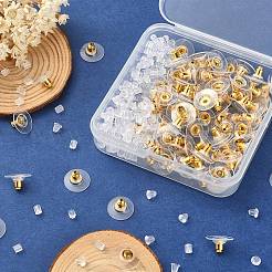 300Pcs 3 Style Brass & Plastic Ear Nuts&nbsp;FIND-YW0002-17G