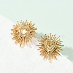 Ion Plating(IP) 304 Stainless Steel Hollow Out Heart Stud Earrings for Women&nbsp;EJEW-E271-02G