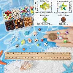 Ocean Theme DIY Synthetic Turquoise & Magnesite & Wood Beaded Stretch Bracelet Making Kits&nbsp;DIY-SC0028-47