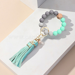 1Pcs Silicone Round Beaded Keychain Wristlet&nbsp;AJEW-CL0001-11B