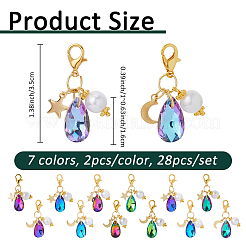 28Pcs 7 Colors Glass & Acrylic Pendant Decorations&nbsp;HJEW-FH00134