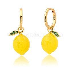 Fruit & Vegetable Brass Micro Pave Cubic Zirconia Enamel Hoop Earrings&nbsp;FS-WGCCCE1-03