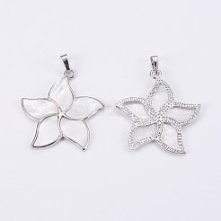 Natural White Shell Mother of Pearl Shell Pendants&nbsp;SSHEL-L008-24B