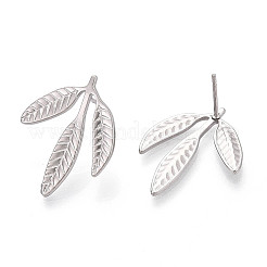 Non-Tarnish 304 Stainless Steel Leaf Stud Earrings for Women&nbsp;EJEW-F300-11P