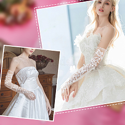Flower Pattern Polyester Lace Long Fingerless Gloves&nbsp;AJEW-WH0348-695B