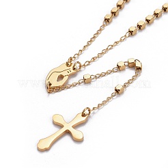 304 Stainless Steel Rosary Bead Necklaces for Easter&nbsp;NJEW-L159-05G