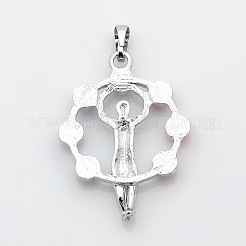 Platinum Plated Alloy Gemstone Pendants&nbsp;G-J179-01P