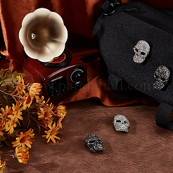 4Pcs 2 Colors Skull Zinc Alloy Rhinestone Brooches for Backpack Clothes&nbsp;JEWB-PH0001-38