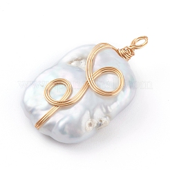 Natural Baroque Pearl Keshi Pearl Pendants&nbsp;PALLOY-JF00672-01