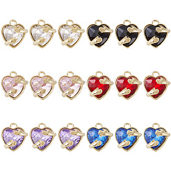 18Pcs 6 Colors Alloy Glass Charms&nbsp;FIND-TA0009-91G