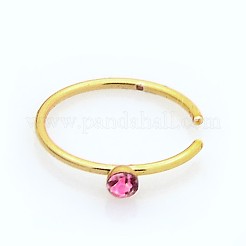 40Pcs 316L Surgical Stainless Steel Rhinestone Hoop Nose Rings&nbsp;AJEW-P001-03