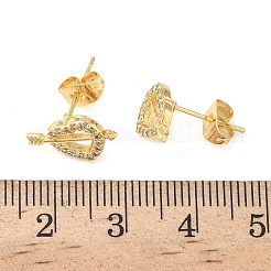 Heart Brass Micro Pave Clear Cubic Zirconia Stud Earrings&nbsp;EJEW-Z144-12G
