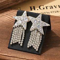 Brass Clear Cubic Zirconia Stud Earrings&nbsp;EJEW-D301-06G-02
