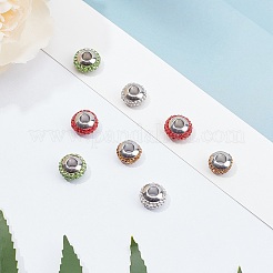 Rondelle 304 Stainless Steel Polymer Clay Rhinestone European Beads&nbsp;GPDL-UN0001-01