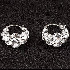 Brass & Crystal Rhinestone Hoop Earrings&nbsp;FS-WG0779A-01