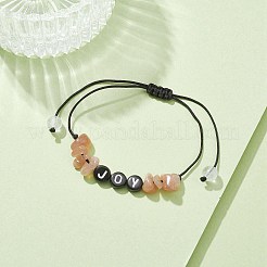 Natural Gemstone Chip Braided Bead Bracelets&nbsp;BJEW-JB09608