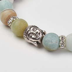 Natural Flower Amazonite Beads Stretch Bracelets&nbsp;X-BJEW-JB02812-04