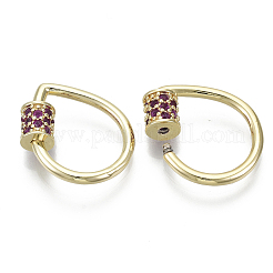 Brass Micro Pave Cubic Zirconia Screw Carabiner Lock Charms&nbsp;KK-R136-069B-NF