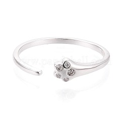 925 Sterling Silver Micro Pave Clear Cubic Zirconia Open Cuff Rings for Women&nbsp;STER-N016-143S