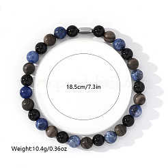 Natural Blue Veined Stone Black Agate Cylinder Men's Bracelets&nbsp;MW6661
