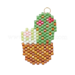 5Pcs 5 Styles Glass Seed Beaded Cactus Pendants&nbsp;PALLOY-MZ00937