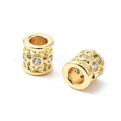 Column Brass Micro Pave Clear Cubic Zirconia European Beads&nbsp;KK-L237-017G